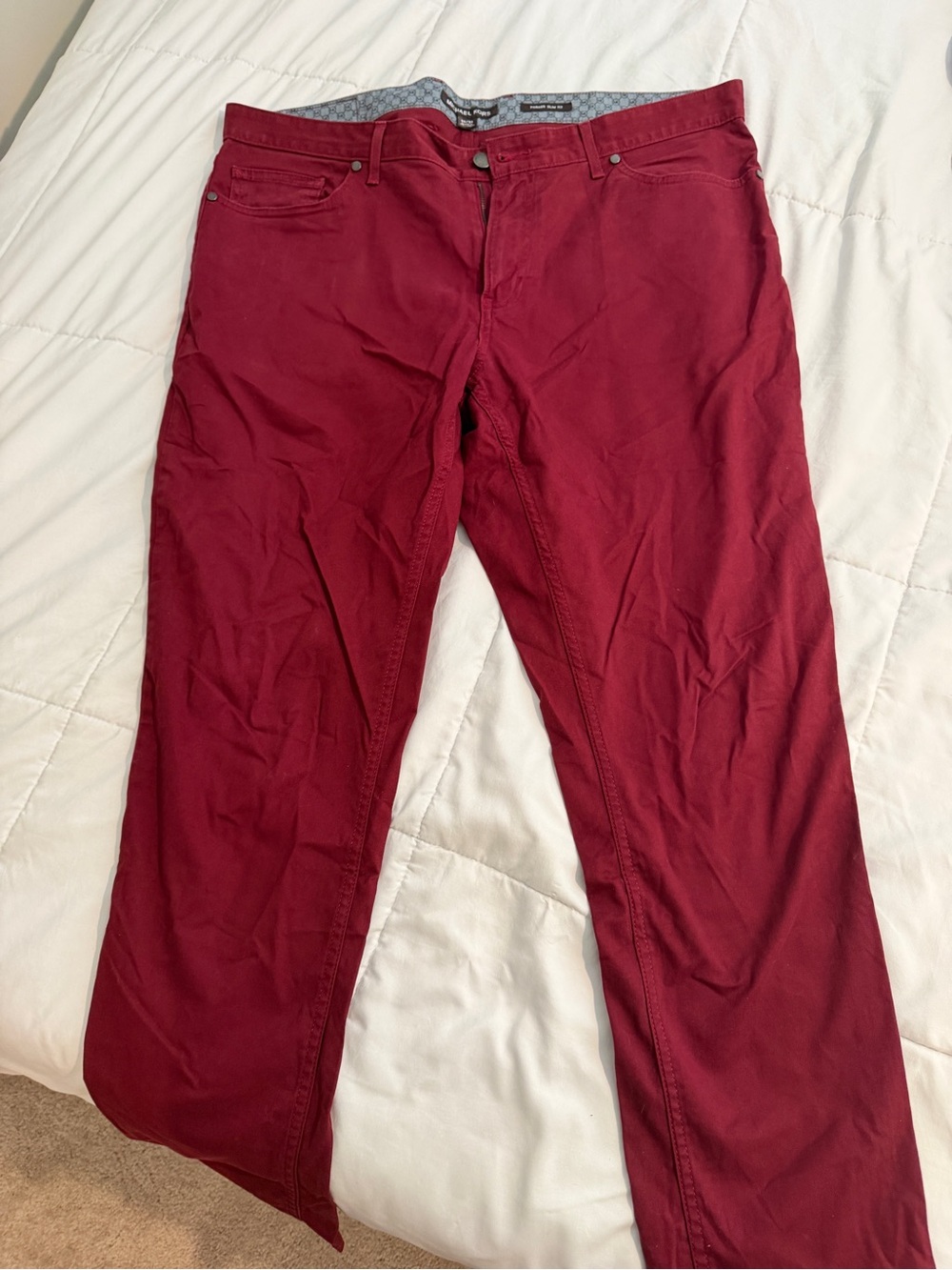 Michael Kors Men's Burgundy Parker Slim-Fit Pants